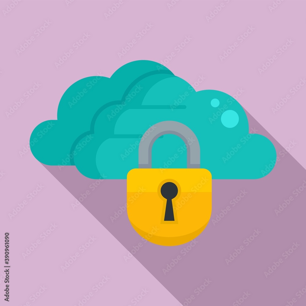 Poster secured data cloud icon. flat illustration of secured data cloud vector icon for web design