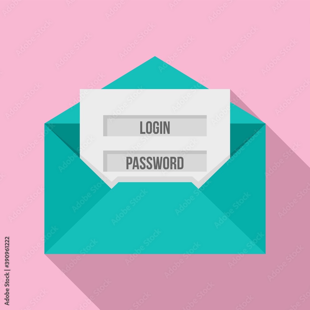 Poster email login password icon. flat illustration of email login password vector icon for web design