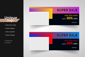 Super Sale Web Banner Template. Discount concept Design.