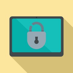 Tablet unlock fraud icon. Flat illustration of tablet unlock fraud vector icon for web design