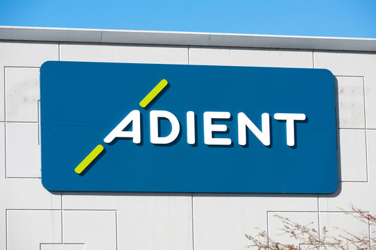 Adient logo sign on headquarters of American Irish company that manufactures automotive seating company - Newark, California, USA - 2020