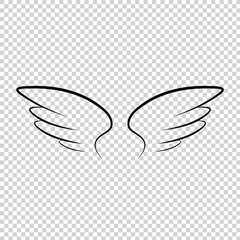 Many kinds of wings cartoon illustration, angel, angel wings, feather wings, angel, goodness.vector illustration and icon.