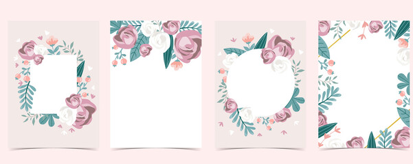 Collection of love background set with leaves,flower,rose.Editable vector illustration for Valentine’s day invitation,postcard and website banner