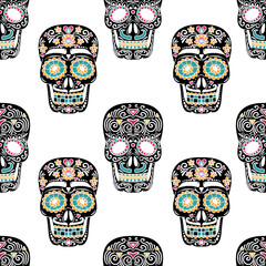 Halloween holiday seamless pattern design. Vector illustration.