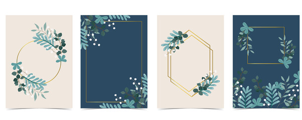 Collection of natural background set with leaf,geometric.Editable vector illustration for website, invitation,postcard and sticker