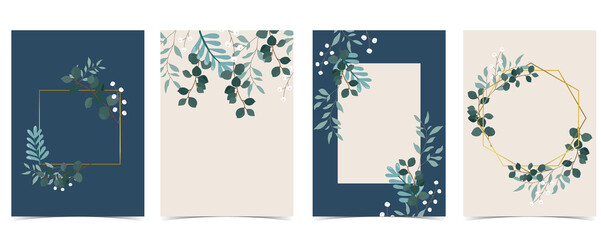 Collection of natural background set with leaf,geometric.Editable vector illustration for website, invitation,postcard and sticker