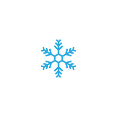 blue flat snowflake icon isolated on white. Freeze, cold, ice pictogram.