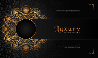 Luxury mandala background with floral ornament pattern. Hand drawn gold mandala design. Vector mandala template for decoration invitation, cards, wedding, logos, cover, brochure, flyer, banner.