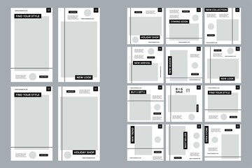 Editable Post Template Social Media Banners for Digital Marketing. Promotion Brand Fashion. Stories. Streaming. Vector Illustration - Vector