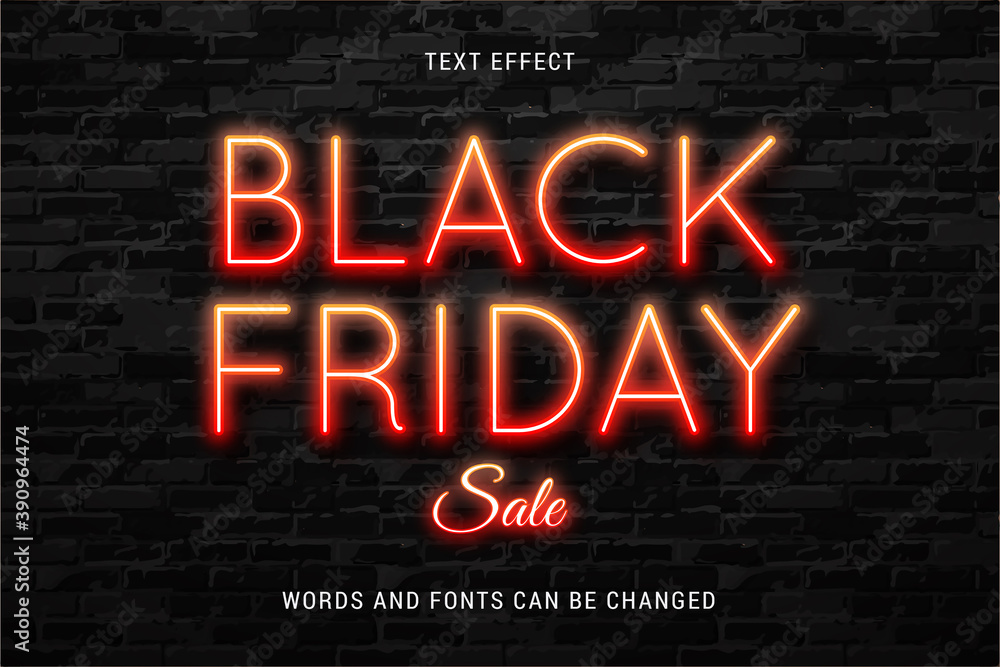 Wall mural black friday text effect fully editable vector image