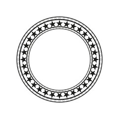 Naklejka premium Circle with decorative ornament. Round frame. Black and white vector illustration.