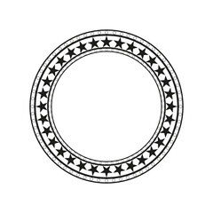 Circle with decorative ornament. Round frame. Black and white vector illustration.