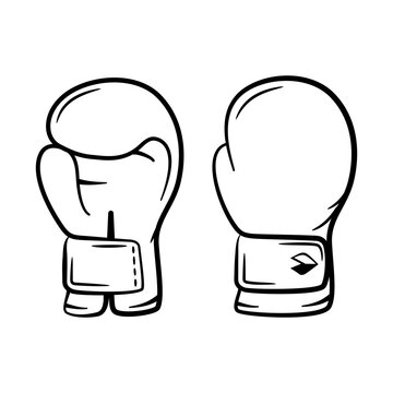 Boxing glove. Black and white Outline. Picture for coloring.Vector isolated on a white background.