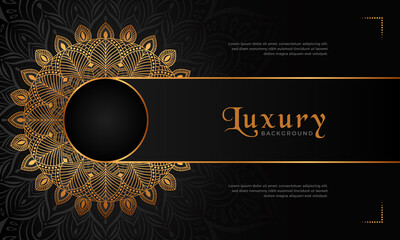 Luxury mandala background with floral ornament pattern. Hand drawn gold mandala design. Vector mandala template for decoration invitation, cards, wedding, logos, cover, brochure, flyer, banner.