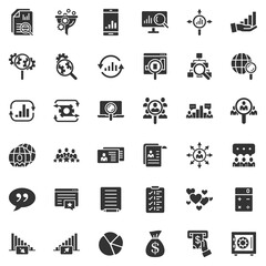 Global money icon set in flat style. Global information vector illustration on white isolated background. Finance data business concept.