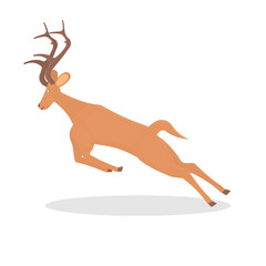 Deer. Running reindeer, vector illustration