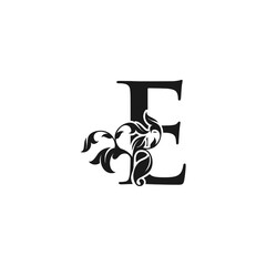 Ornate Luxury Floral Letter E Initial Logo Icon, Monogram Floral Leaf Logo Design.
