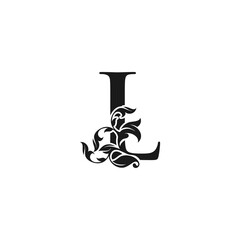 Ornate Luxury Floral Letter L Initial Logo Icon, Monogram Floral Leaf Logo Design.