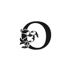 Obraz premium Ornate Luxury Floral Letter O Initial Logo Icon, Monogram Floral Leaf Logo Design.