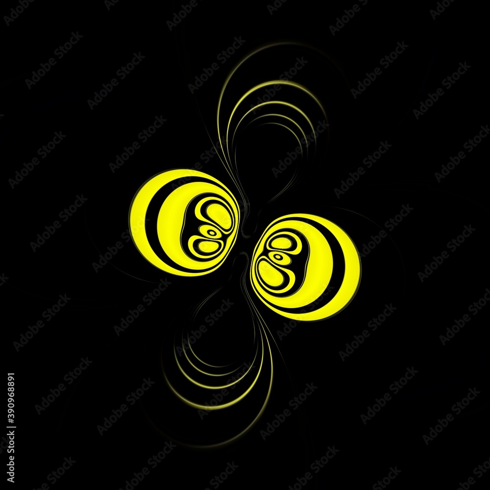 Aufkleber vivid yellow colour on black background making contrasting surface with square shaped geometric patt