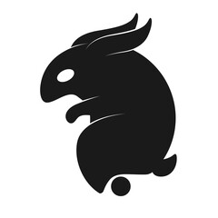 logo silhouette rabbit stylized simple shape on white isolated background Vector image