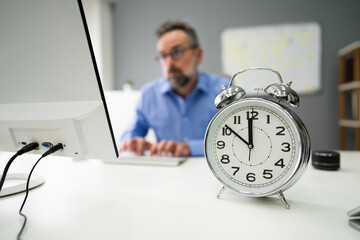 Business Worker Late. Deadline Timer