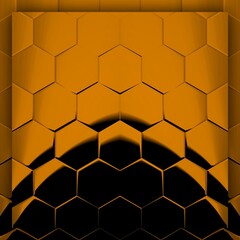 black background with strong gold geometric hexagonal mosaic designs and patterns