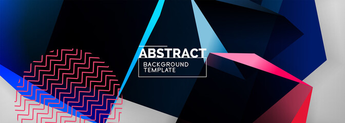 Low poly 3d geometric shapes, minimal abstract background. Vector illustrations for covers, banners, flyers and posters and other