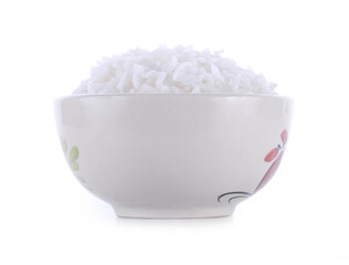rice in bowl isolated on white background.