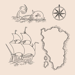 nautical old sea map kit 1