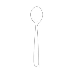 Spoon line drawing on white background, vector illustration