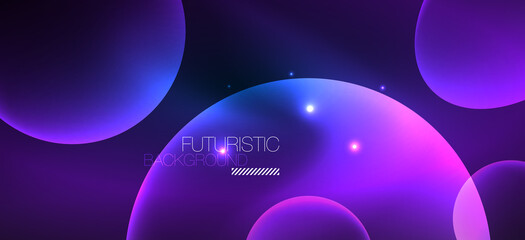 Neon ellipses abstract backgrounds. Shiny bright round shapes glowing in the dark. Vector futuristic illustrations for covers, banners, flyers and posters and other