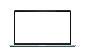Laptop blank screen display isolated on white background.
