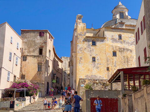 Calvi, Corse. Aug 2020: City of Calvi old town