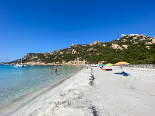 Fototapeta na wymiar Corse Corsica Roccapina beach paradise beach with turquoise water and sandy beach