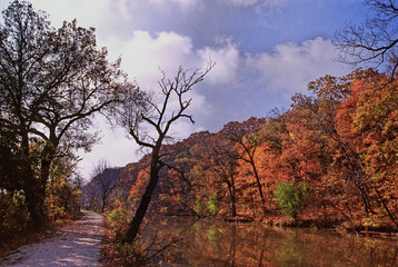 Fototapeta na wymiar 402-62 I&M Canal Sate Trail in Autumn