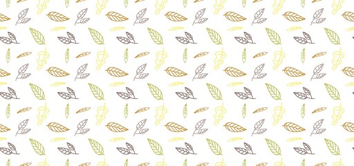 Autumn or fall background with hand drawn seamless pattern floral doodle and abstract ornament white