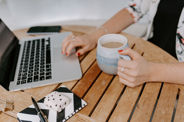 Working from home with coffee