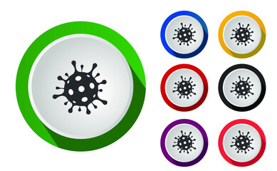 Corona virus icon set.With 7 color option