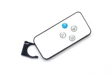 Remote control for air humidifier on isolated white background.