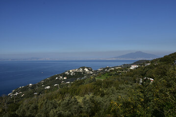 Fototapeta na wymiar Panoramic view of the coast in the province of Naples, Italy.