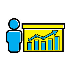 Chart flat icon, arrow go up, bar graph. line style icon. business icon. Design template vector