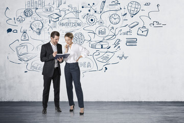 Man and woman and their business plan