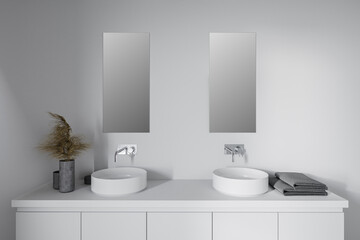 Fototapeta na wymiar White bathroom interior with double sink