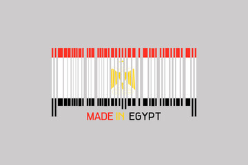 Made in Egypt. Barcode in the form of the flag of Egypt. Isolated on a gray background.