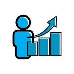 Chart flat icon, arrow go up, bar graph. line style icon. business icon. Design template vector
