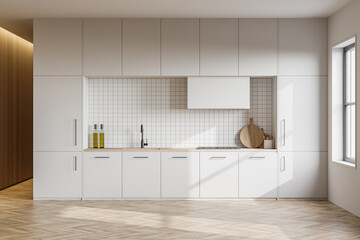 White kitchen interior with cupboards