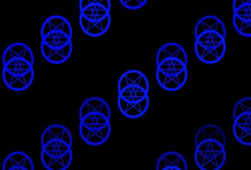 Dark BLUE vector template with esoteric signs.