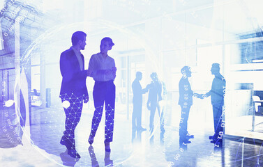 Business people silhouettes in office