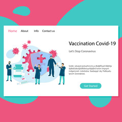 Vaccination covid-19 landing page. Immunization and prevent